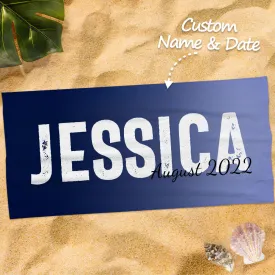 Custom Name Beach Towel Personalized Gradient Bath Towel