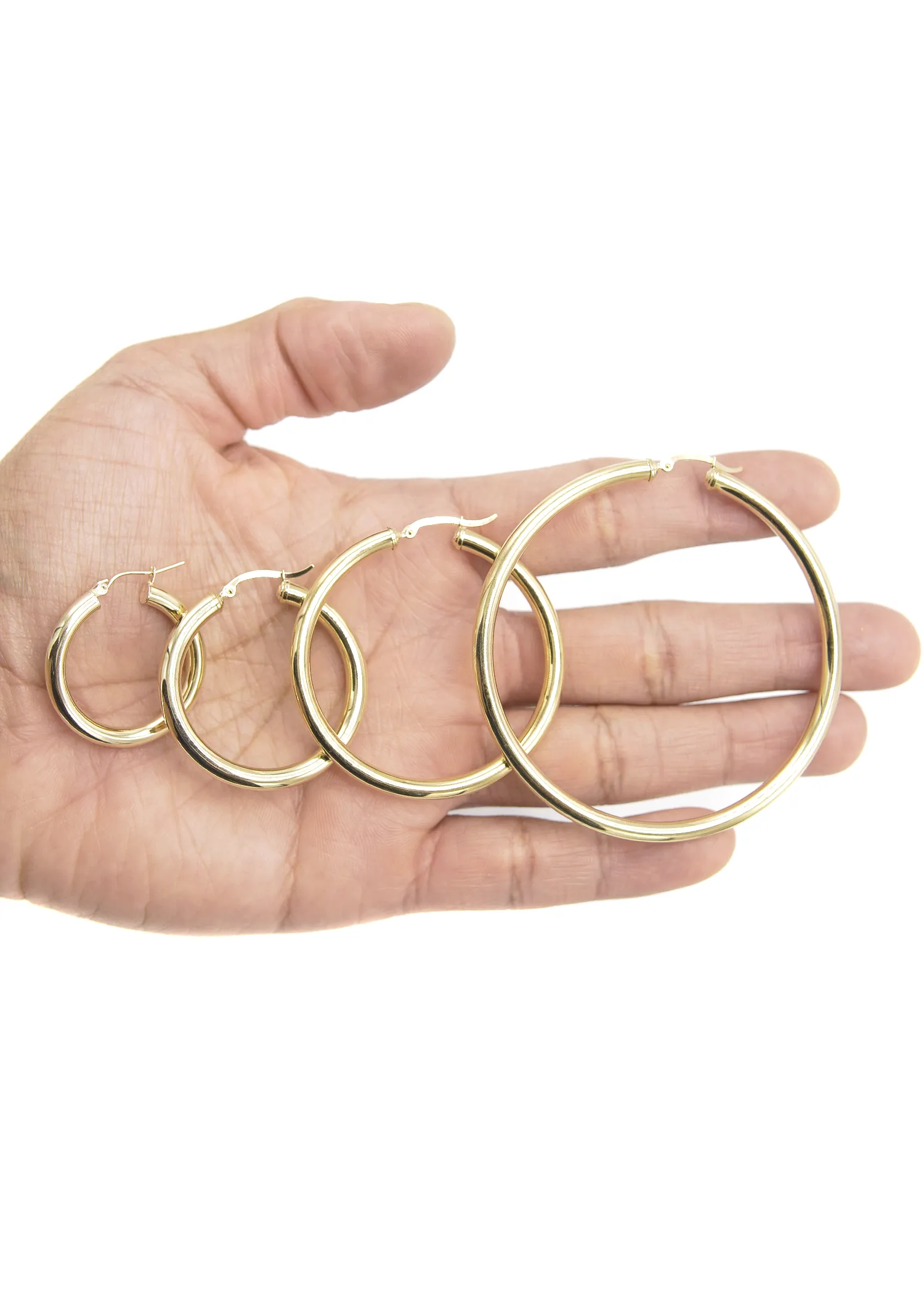 10K Womens Gold Hoop Earrings | Customizable Size