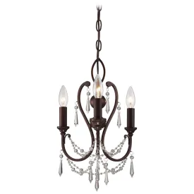 12 in. 3 Lights Chandelier Bronze finish