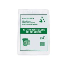 82L EPI DEGRADABLE BIN LINERS- WHITE EPI82-W