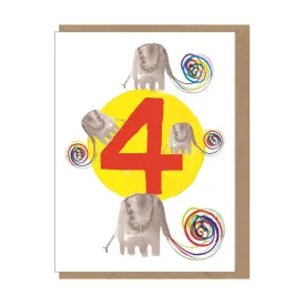 Age 4 Elephants Mini Greetings Card by Dominic Early for Earlybird Designs