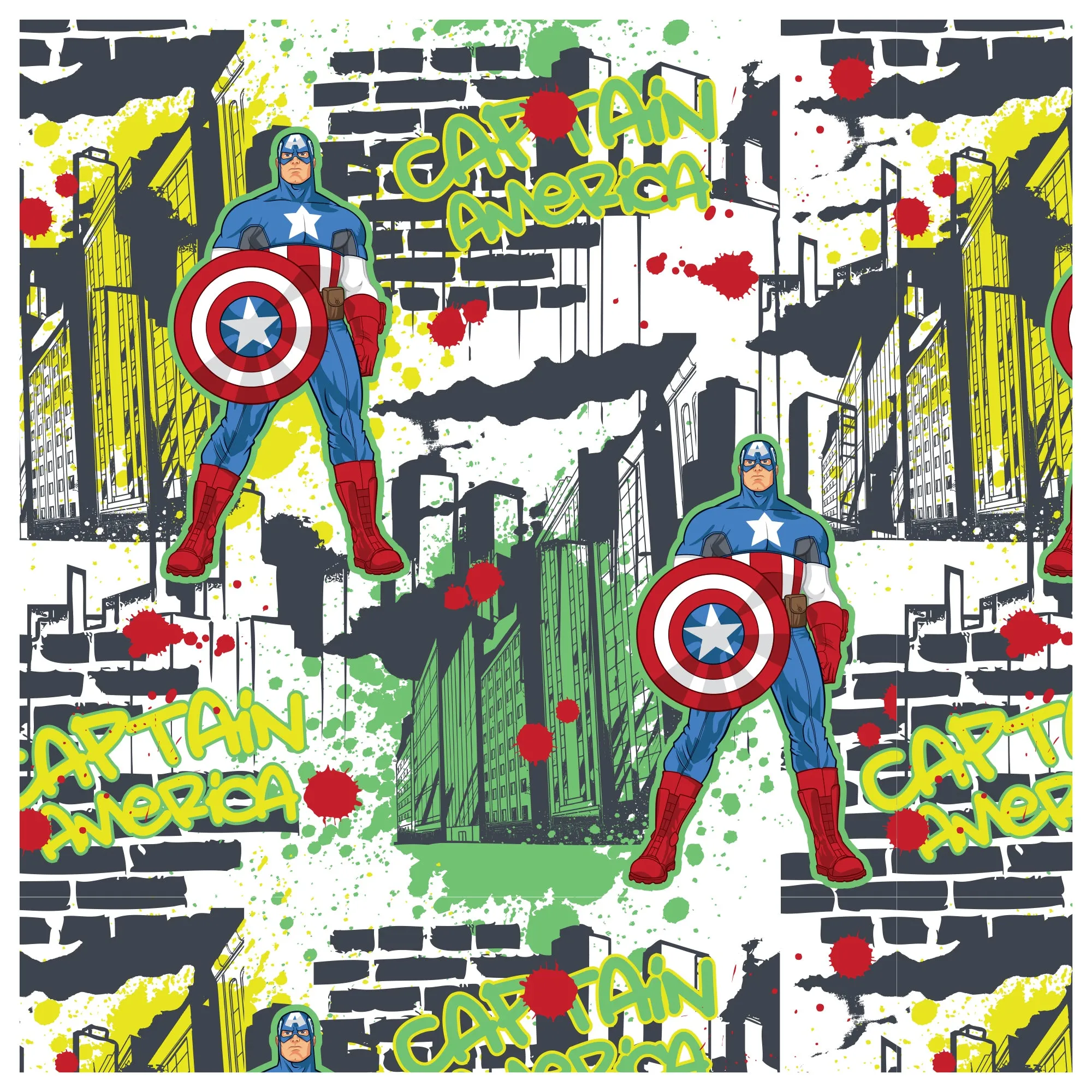 Avengers: Captain America Graffiti        - Officially Licensed Marvel  Peel & Stick Wallpaper