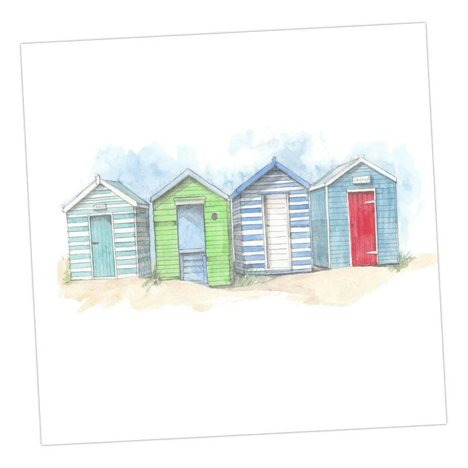 Beach Huts Blank Card