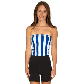 Blue & White Striped Tube Top