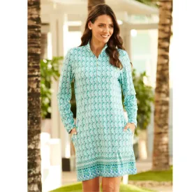 Cabana Life Performance Long Sleeve Sport Zip Dress 865-AC-1018 - Amalfi Coast Aqua