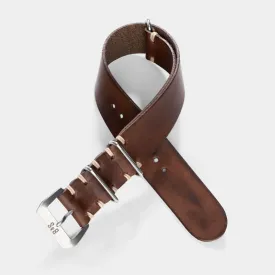 Chestnut Brown Single Pass Leather Watch Strap