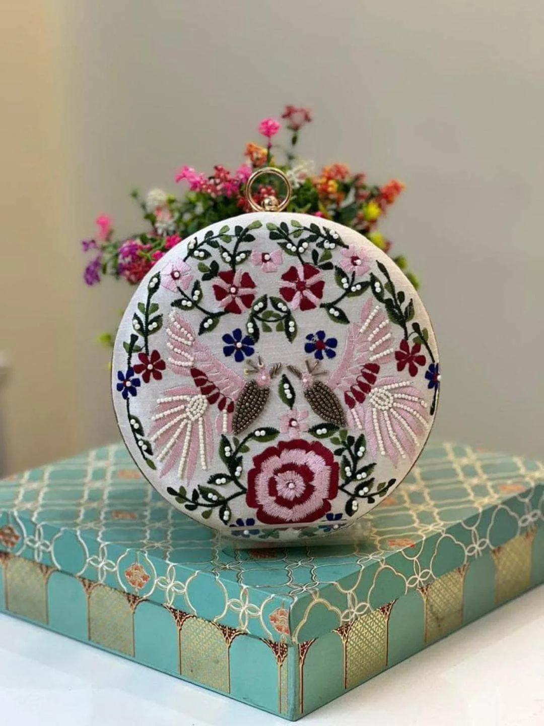 Embroidered Heavy Handwork Round Clutch