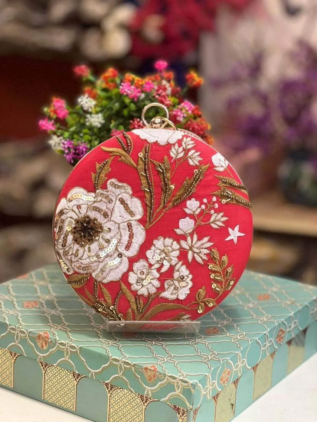 Embroidered Heavy Handwork Round Clutch