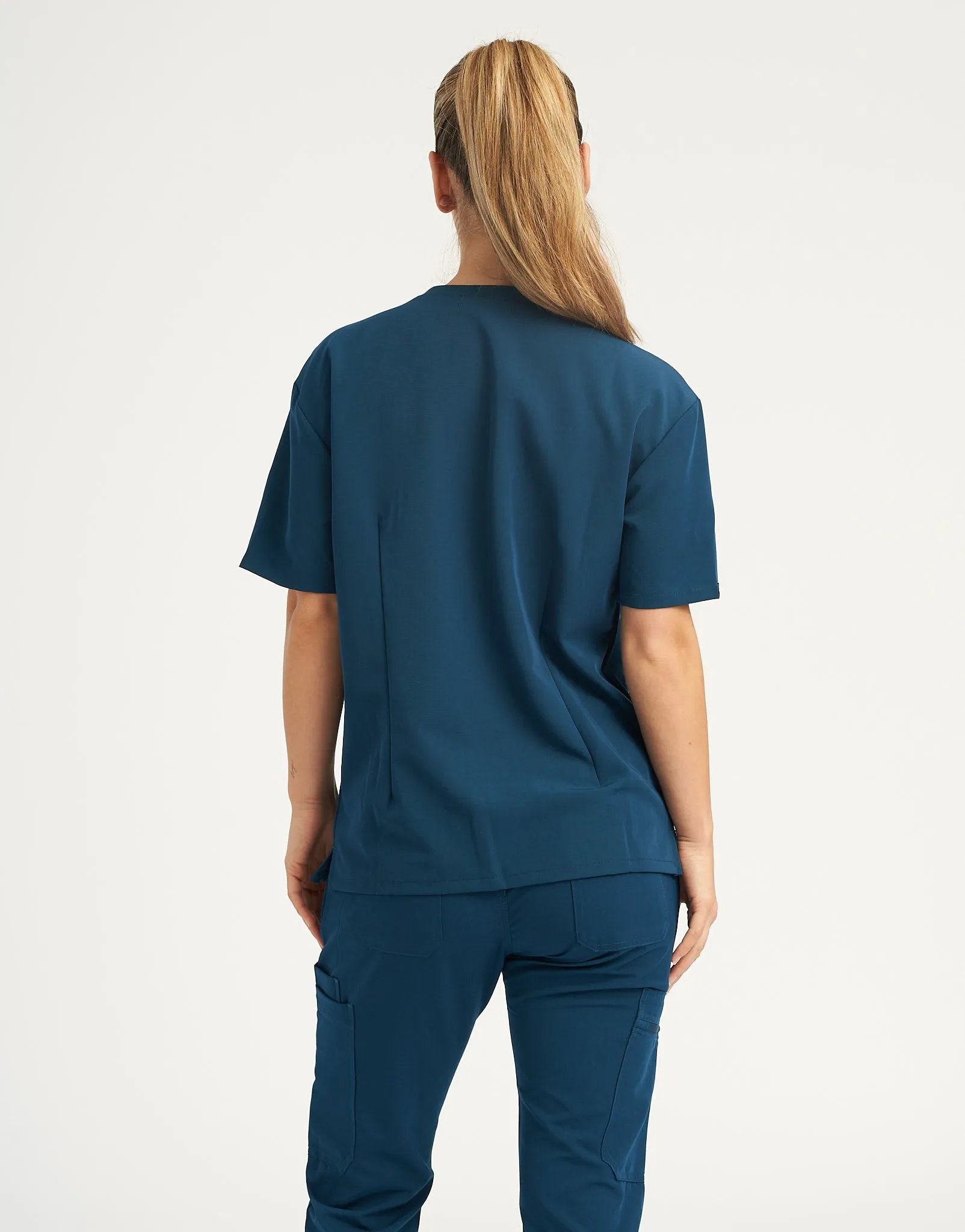 Essential V Neck Scrub Top - Gibraltar Blue