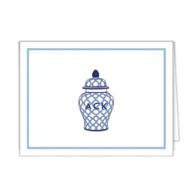 Geometric Ginger Jar Personalized Folded Notecards Wholesale