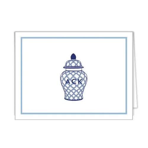 Geometric Ginger Jar Personalized Folded Notecards Wholesale