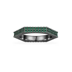 Green geometric ring  - dark grey silver