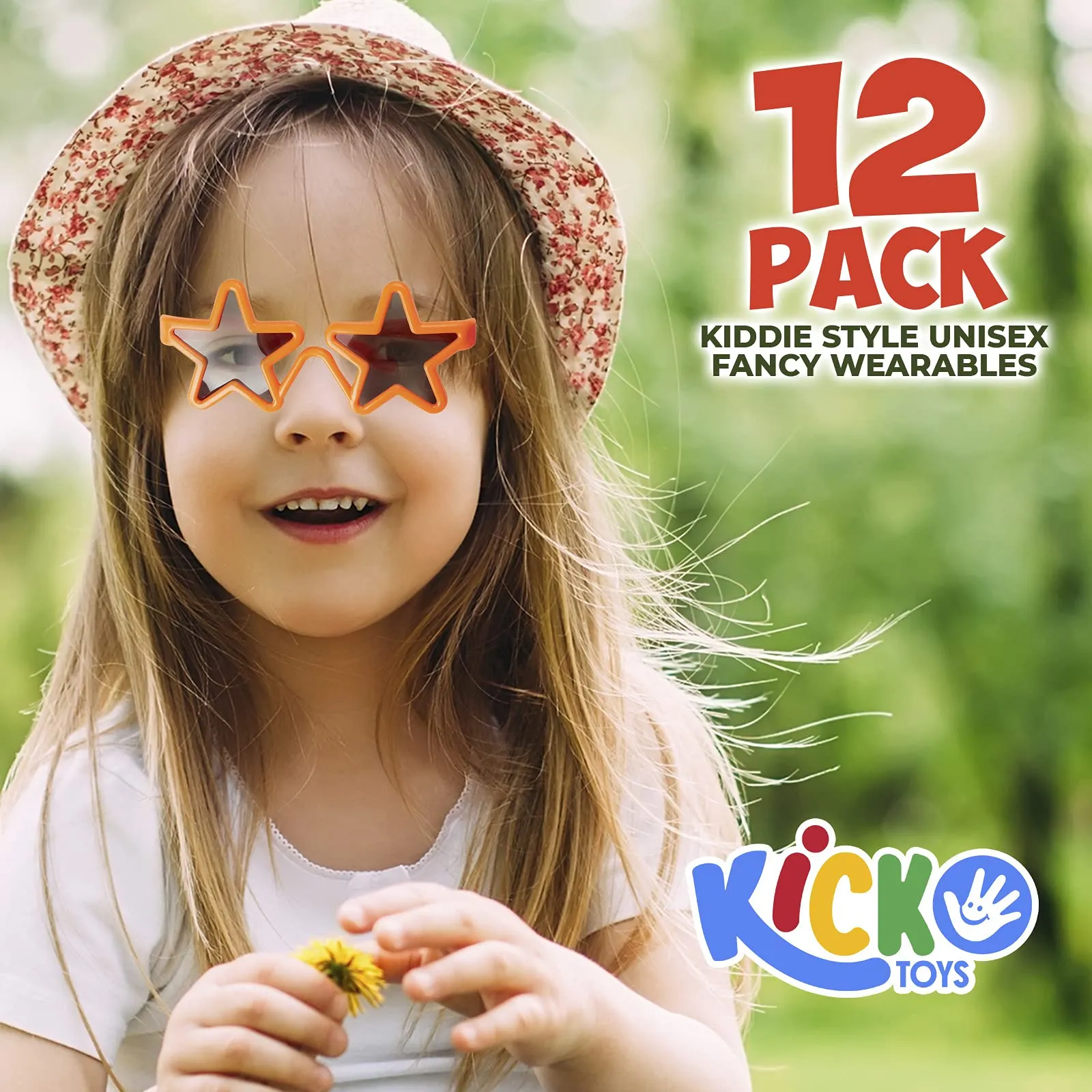 Kicko 12 Pack Star Shaped Sunglasses with Tinted Lenses - Kiddie Style Unisex Fancy