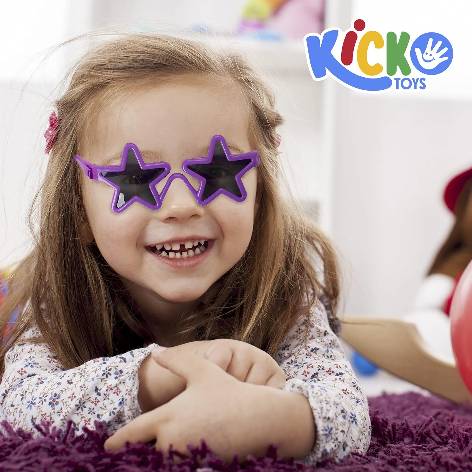 Kicko 12 Pack Star Shaped Sunglasses with Tinted Lenses - Kiddie Style Unisex Fancy