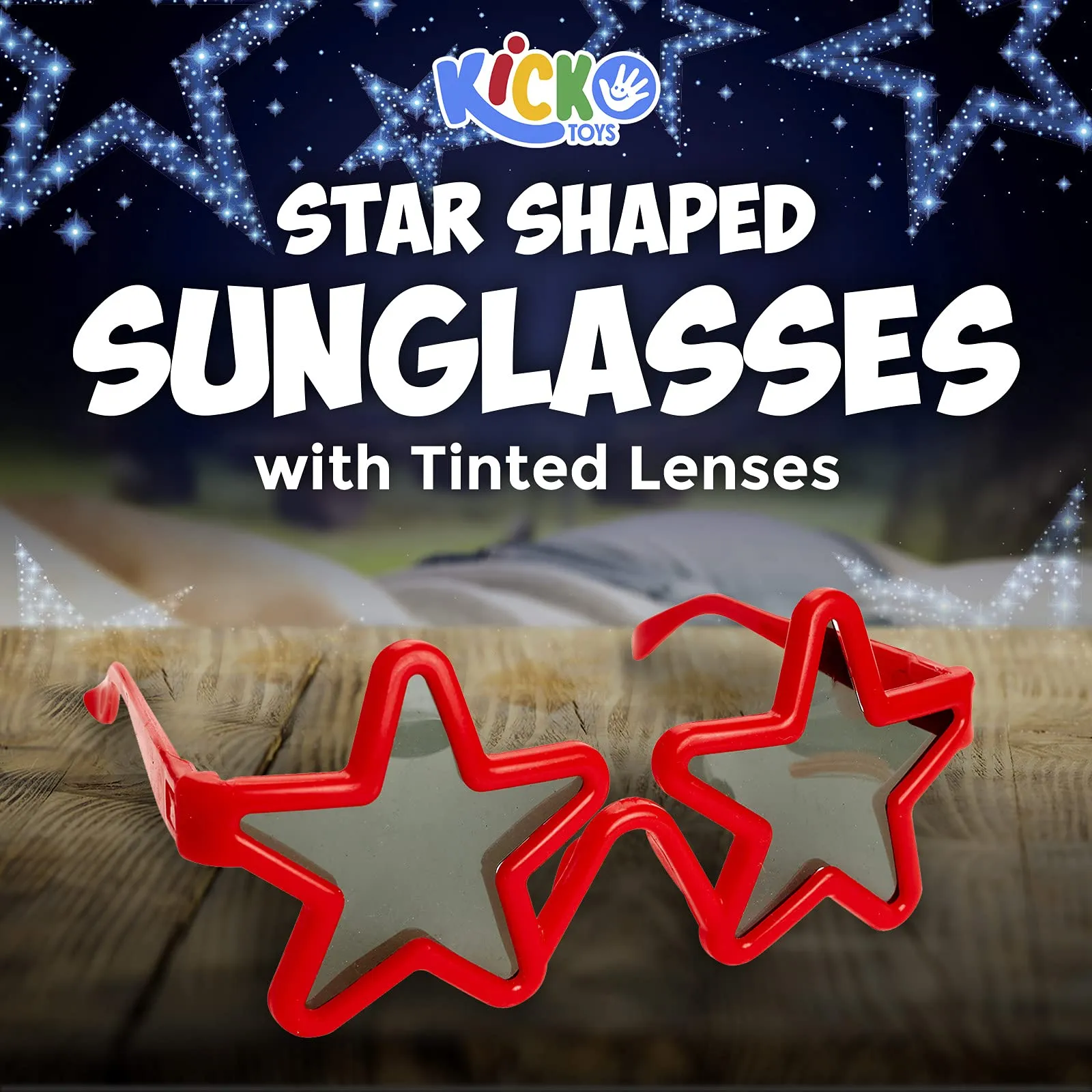 Kicko 12 Pack Star Shaped Sunglasses with Tinted Lenses - Kiddie Style Unisex Fancy