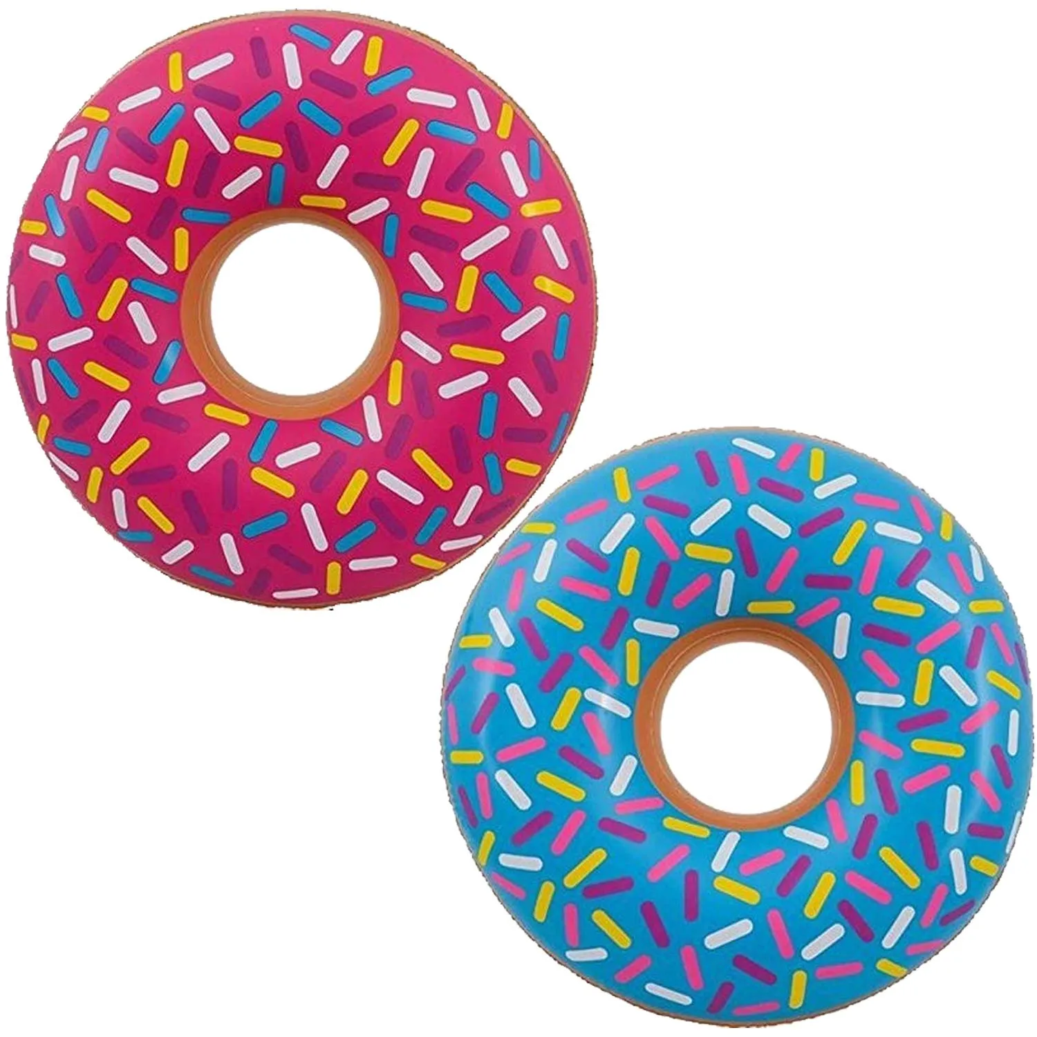 Kicko Donut Inflatable Large Pool Float - 2 Pack - Multi-Colored 32 Inch Frosted Looking