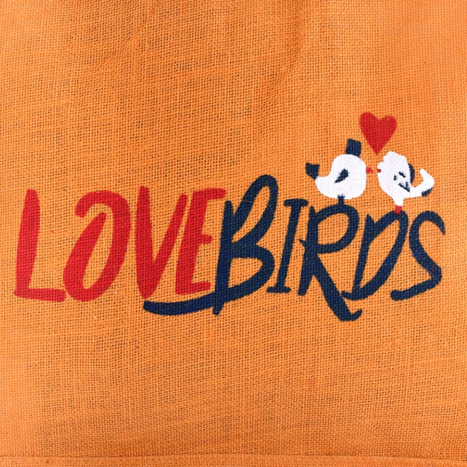 Kuber Industries Shopping Bag | Jute Carry Bag | Zipper Grocery Bag with Handle | Reusable Shopping Bag | Vegetable Storage Bag | Love Birds Grocery Bag | Large | Orange