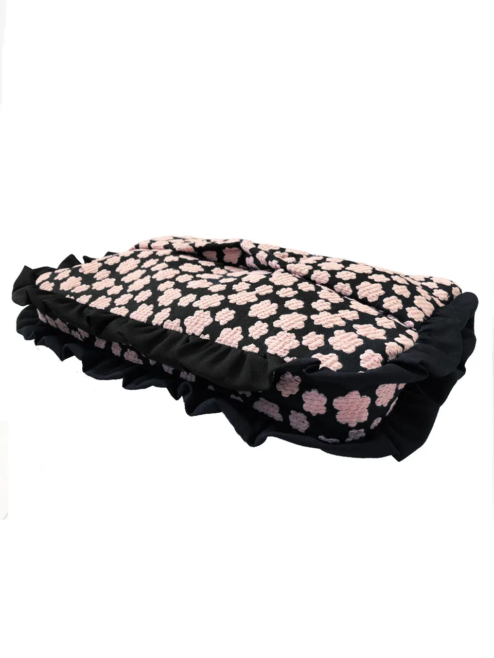 Last Chance! Embossed Pinky Flower Ruffle Pouch