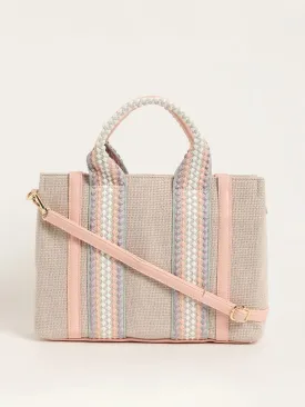 LOV Pink Jute Tote Bag