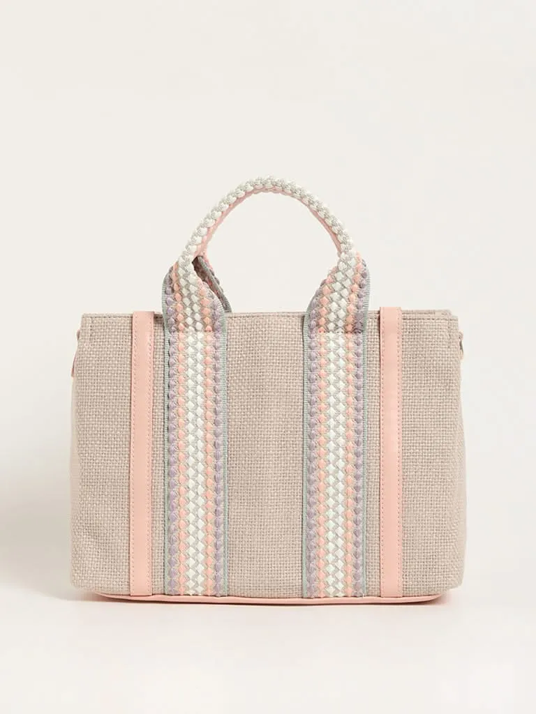 LOV Pink Jute Tote Bag