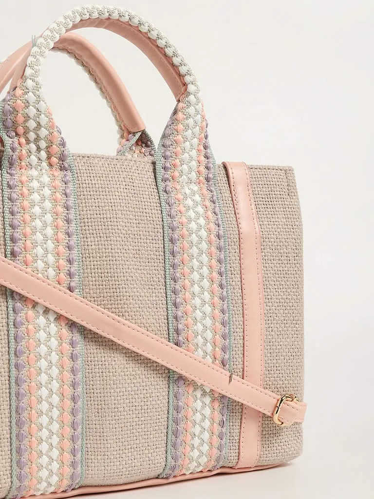 LOV Pink Jute Tote Bag