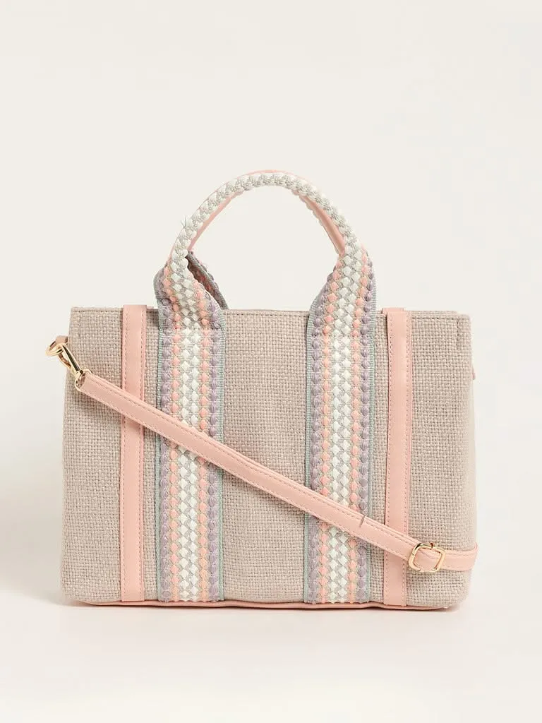 LOV Pink Jute Tote Bag