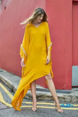 Mango Asymmetrical Kaftan With Fringe