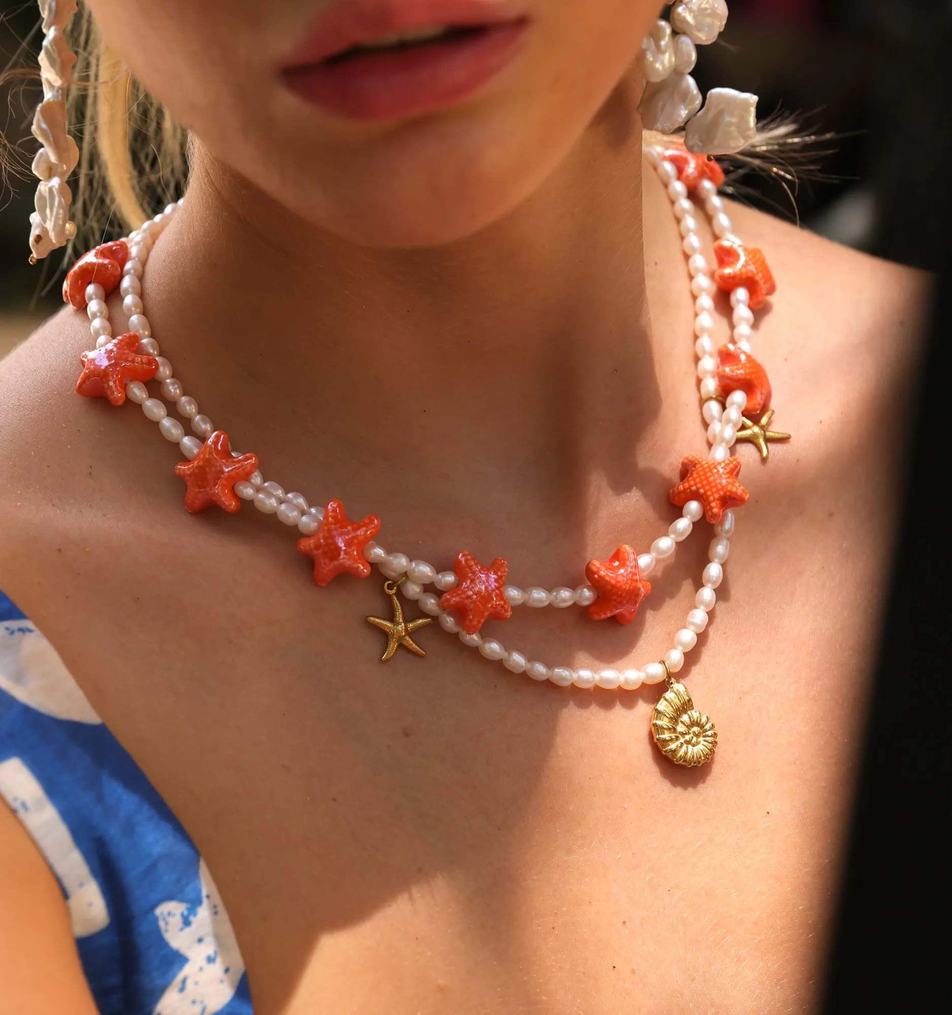 Orange Cosmic Seastar Necklace