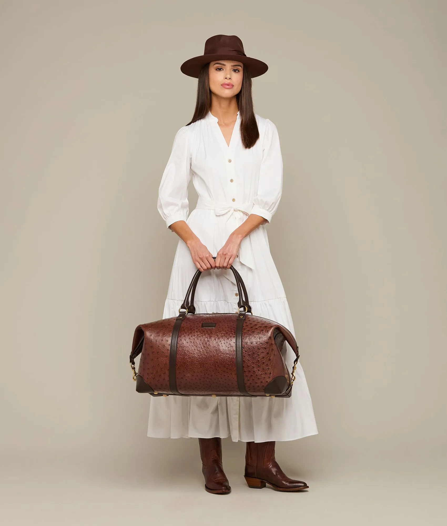 Ostrich Duffle - Large :: Chocolate