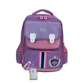 Pink & Purple Crest Design School Backpack for Kids