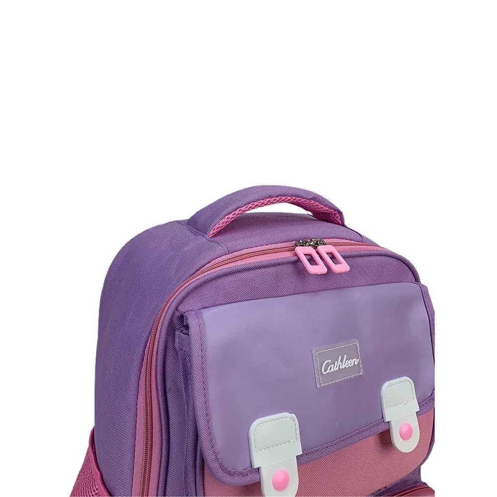 Pink & Purple Crest Design School Backpack for Kids