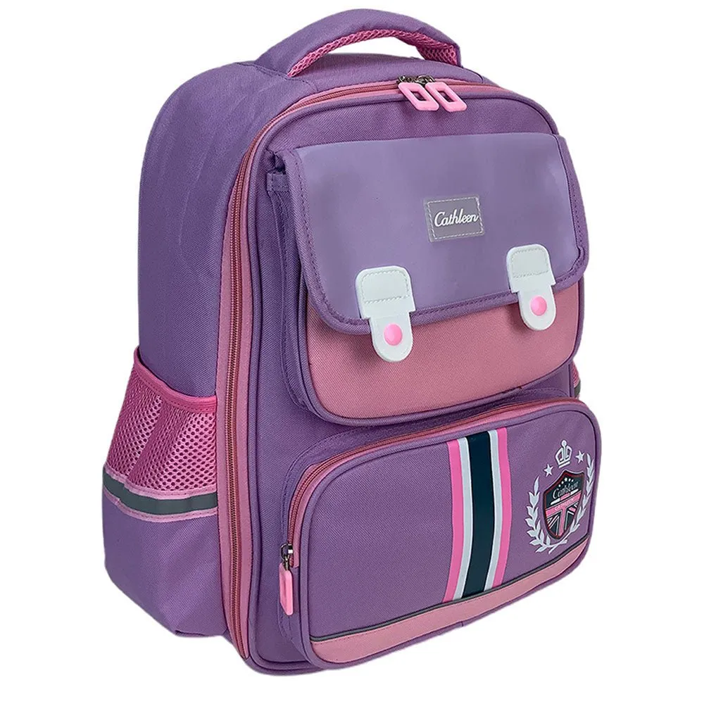 Pink & Purple Crest Design School Backpack for Kids