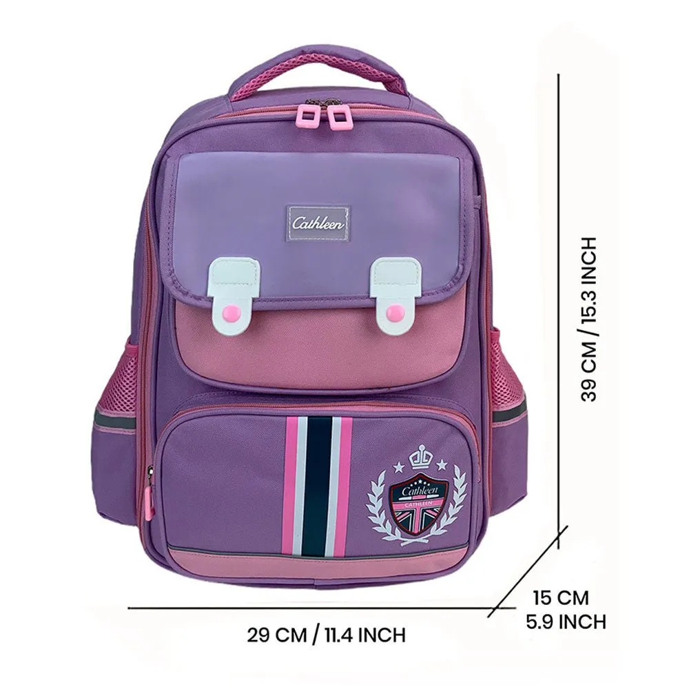 Pink & Purple Crest Design School Backpack for Kids