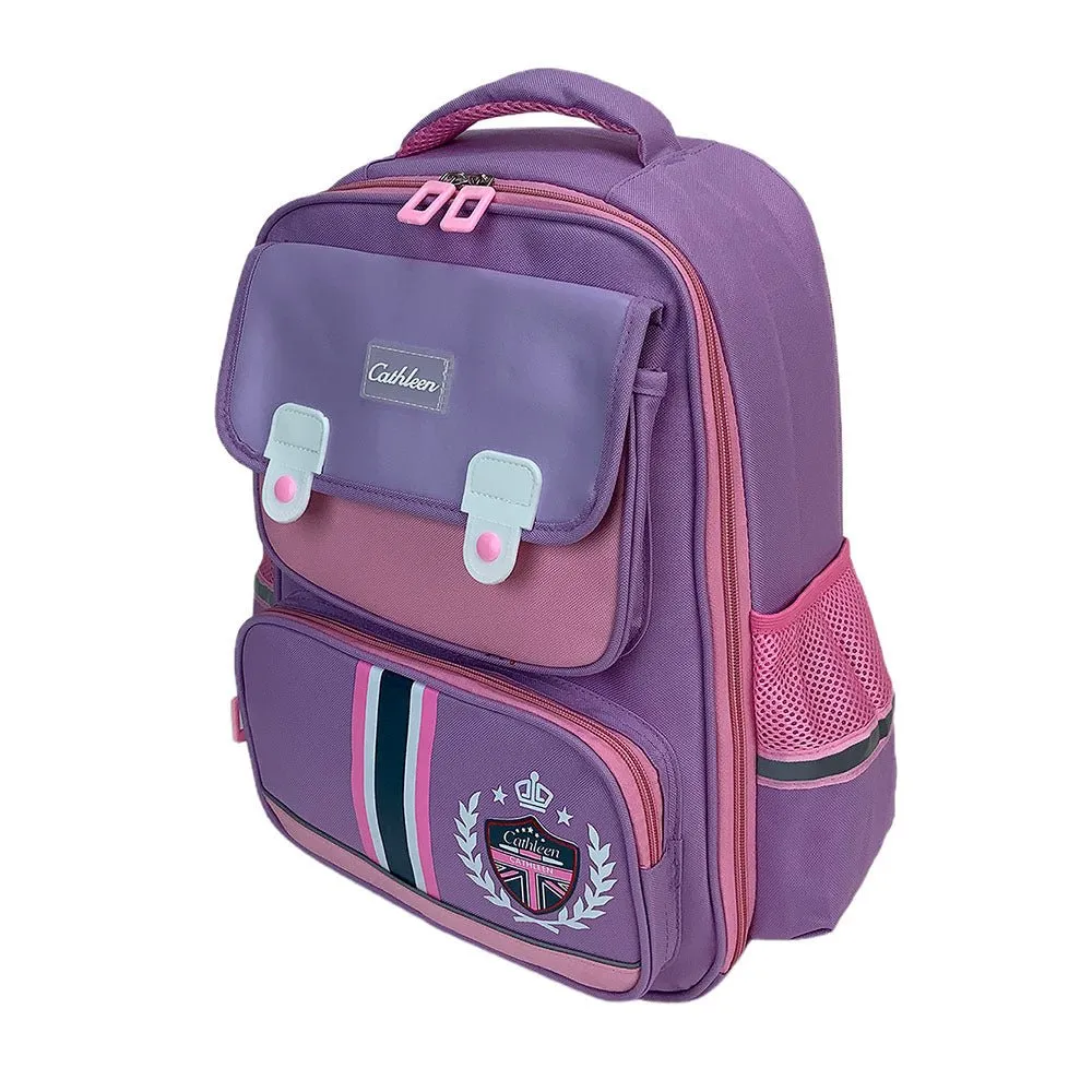 Pink & Purple Crest Design School Backpack for Kids