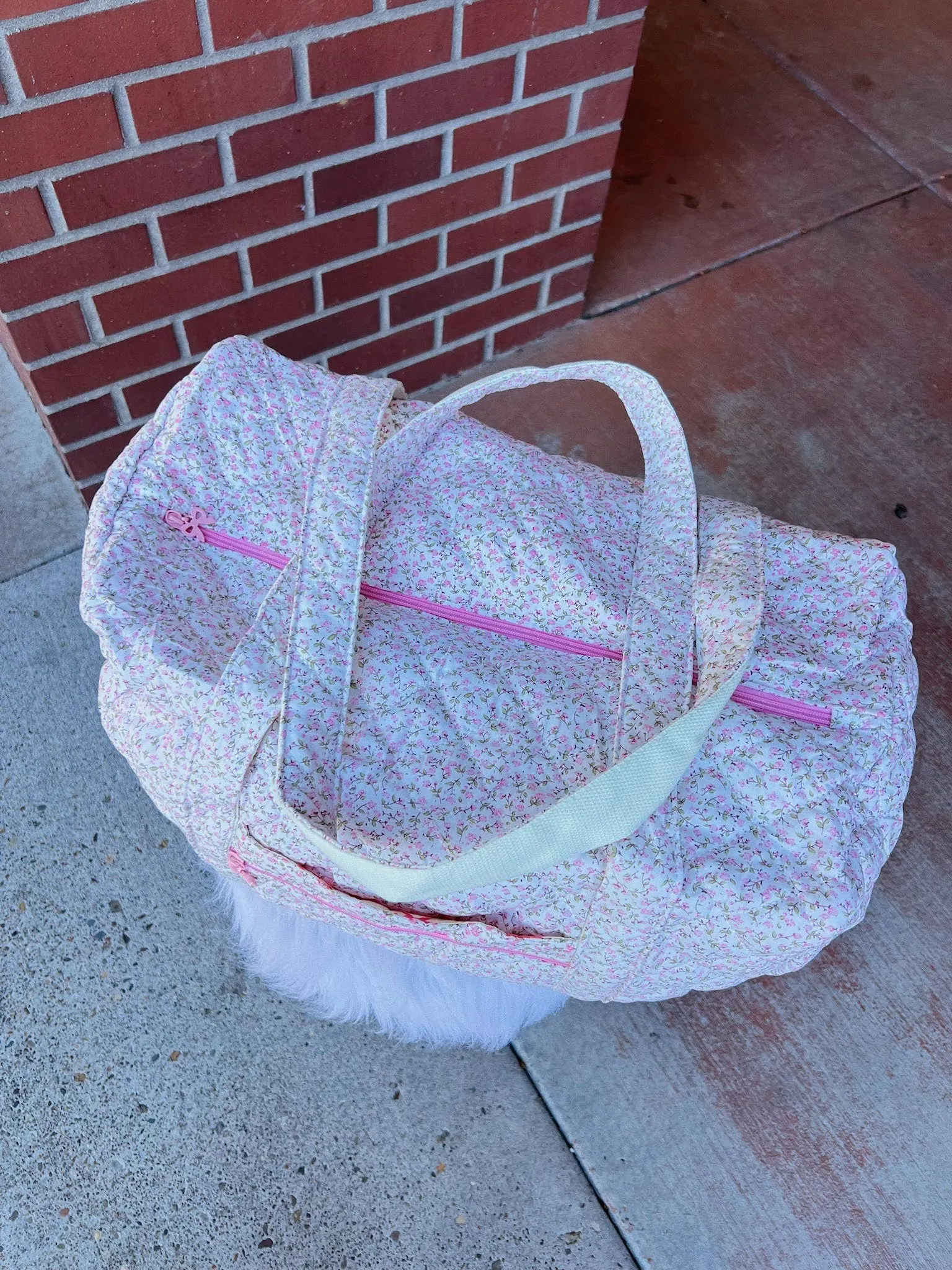 Pink Floral Duffel Bag