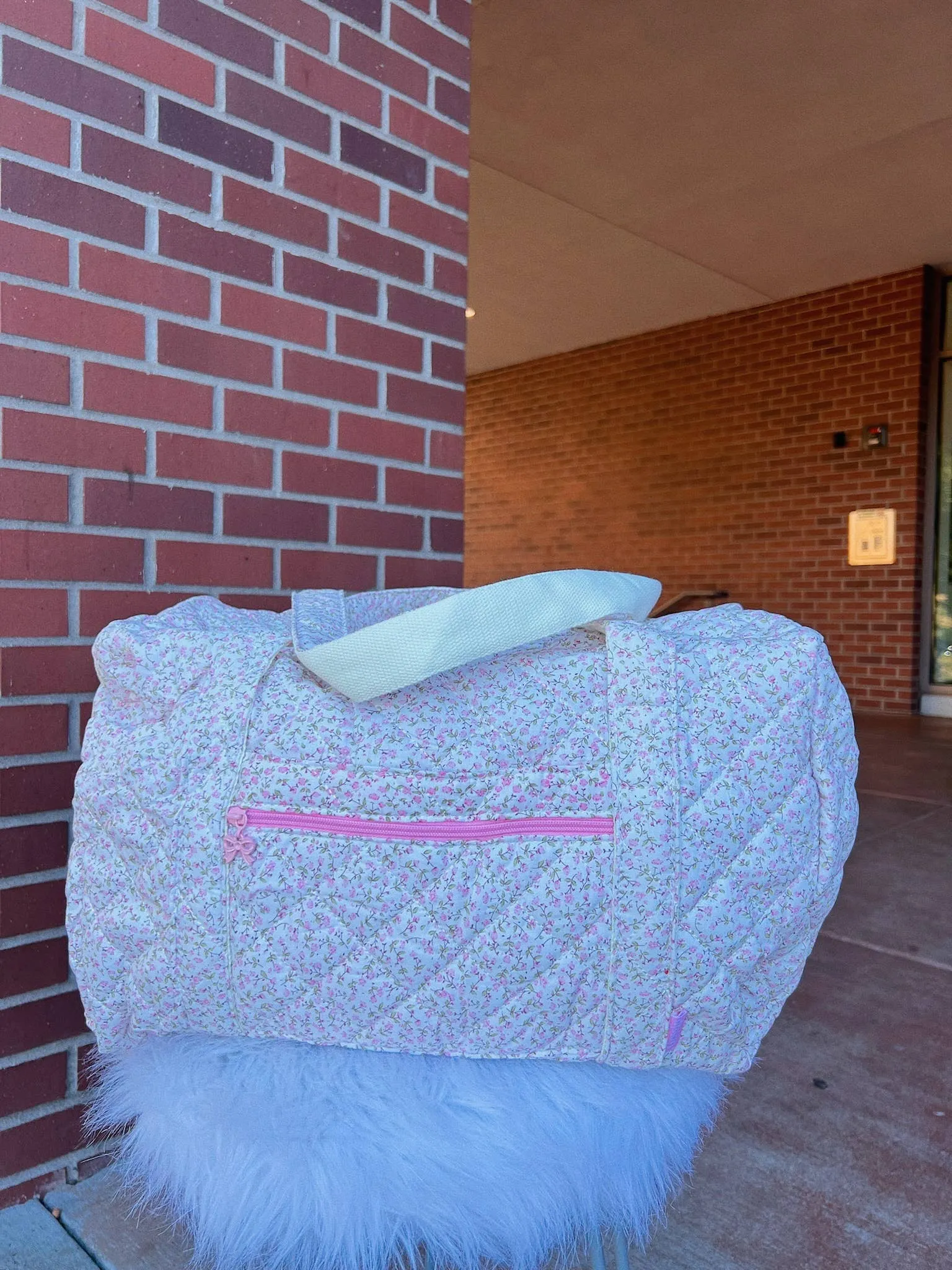 Pink Floral Duffel Bag