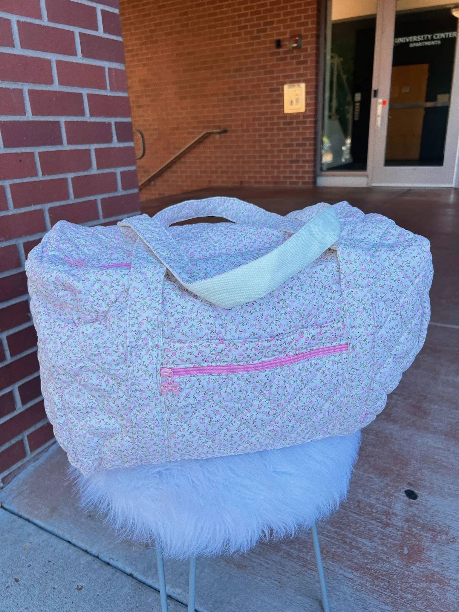 Pink Floral Duffel Bag