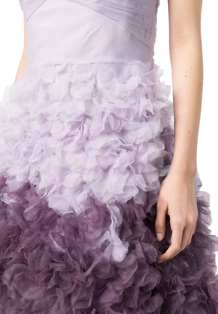 Purple Strapless Ombré Tulle Gown