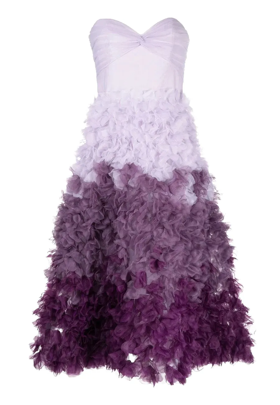 Purple Strapless Ombré Tulle Gown