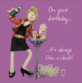 "Gin O'clock" Birthday Greeting Card from Holy Mackerel