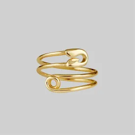 SOLENE. Safety Pin Wrap Ring - Gold