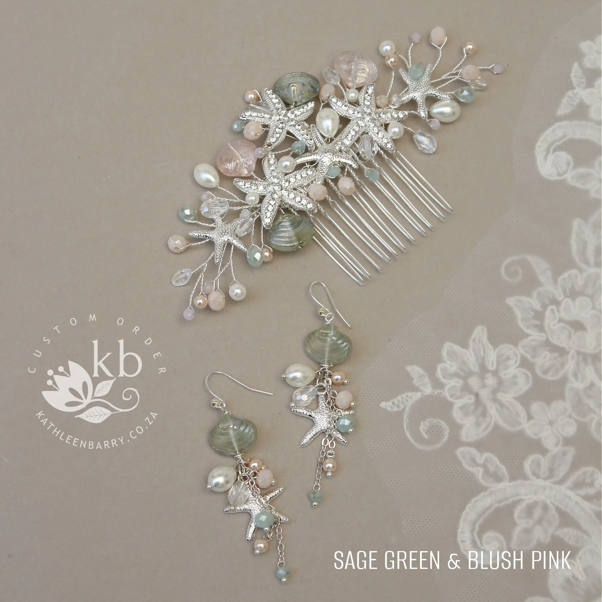 Starfish and shell wedding hair comb - Two tone color - sea starfish beach bridal hair accessories - color options available STYLE: ingrid