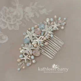 Starfish and shell wedding hair comb - Two tone color - sea starfish beach bridal hair accessories - color options available STYLE: ingrid