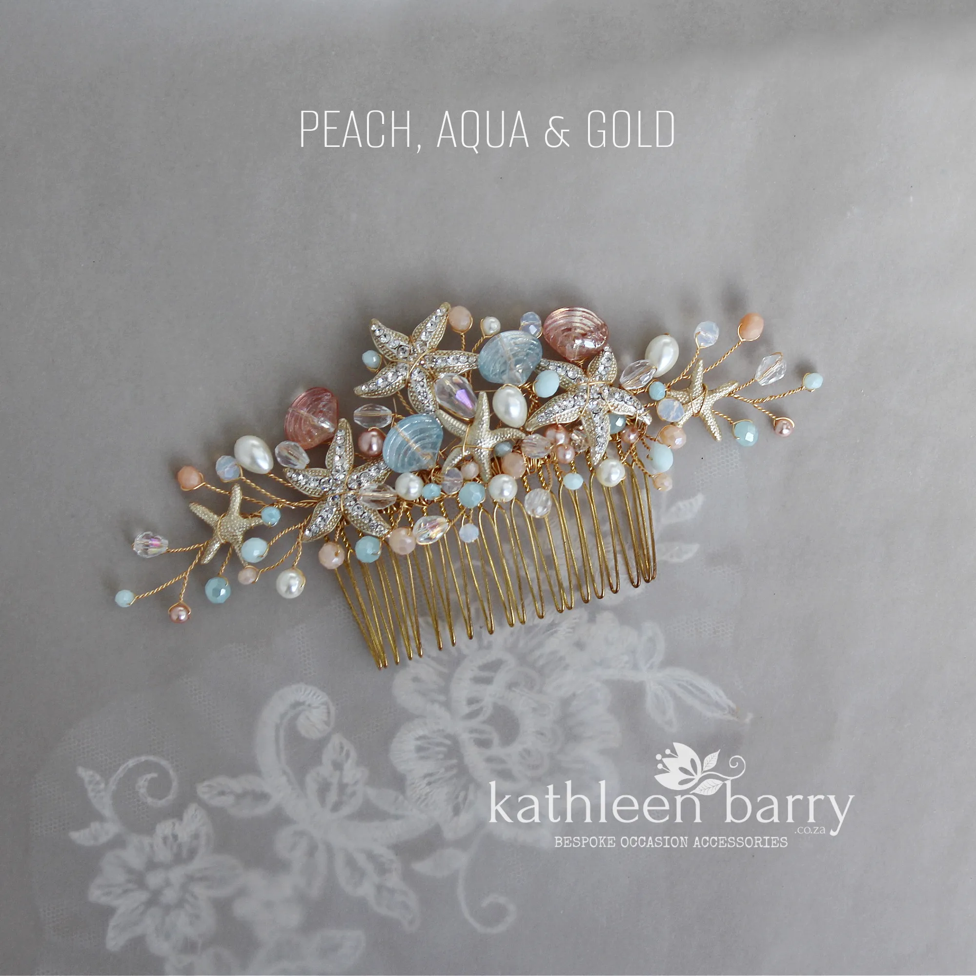 Starfish and shell wedding hair comb - Two tone color - sea starfish beach bridal hair accessories - color options available STYLE: ingrid