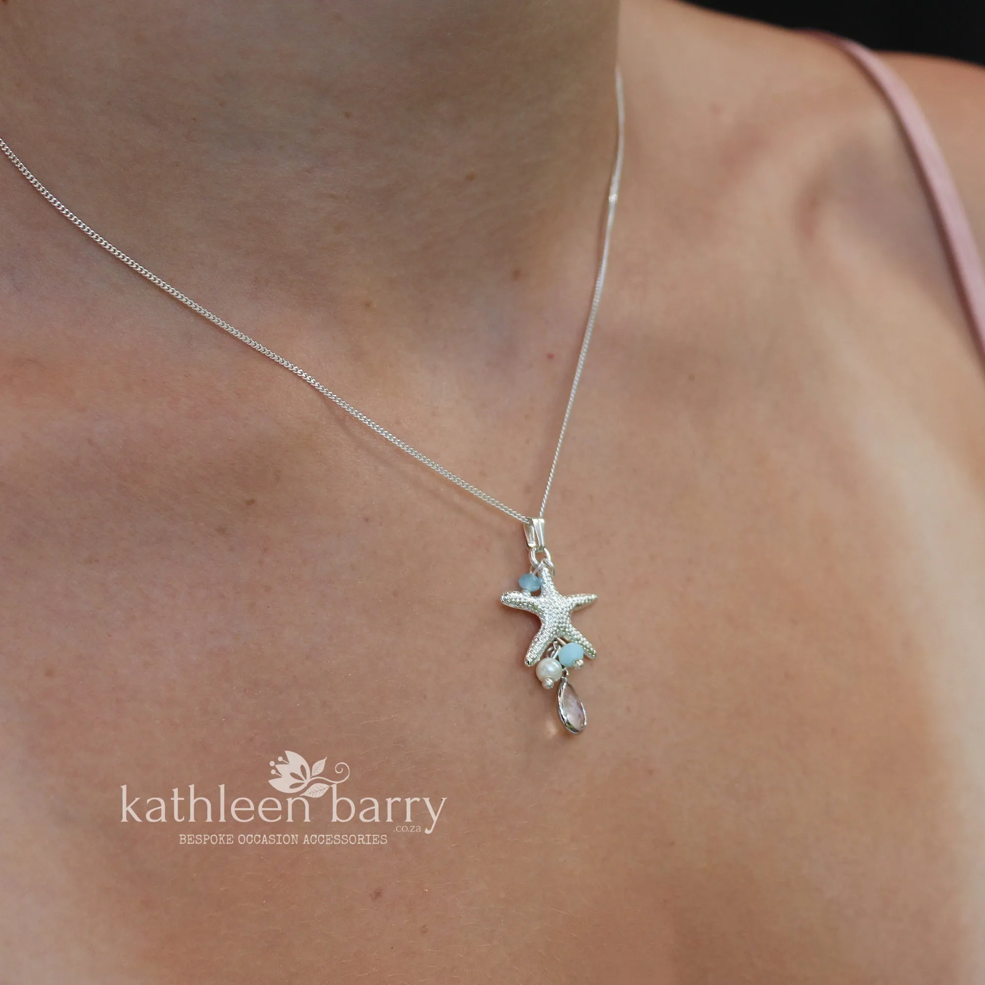 Starfish simple chain necklace pendent beach destination wedding jewelry - assorted colors available