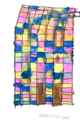 Untitled (Building With Slanted Roof), Watercolor