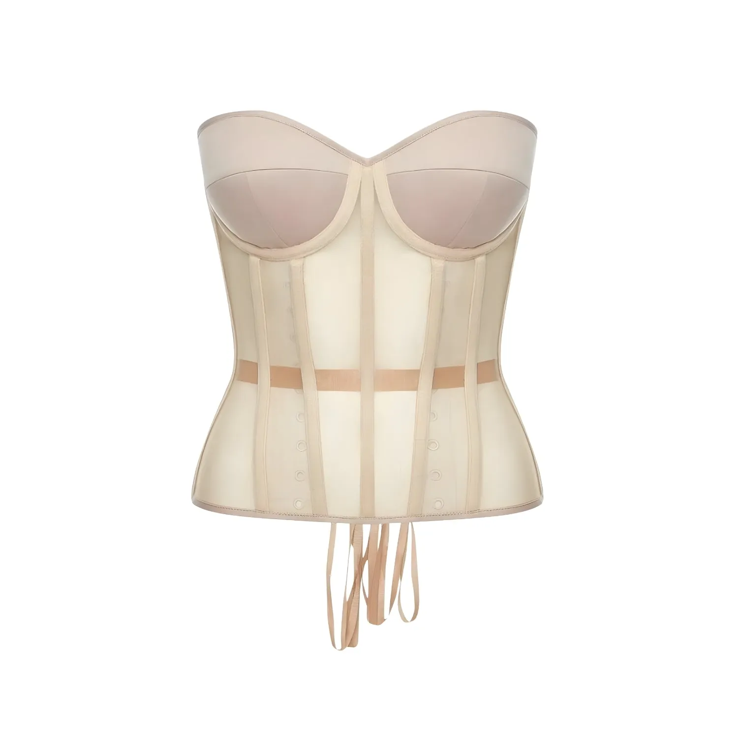 Vivienne Satin Cups Nude Mesh Corset