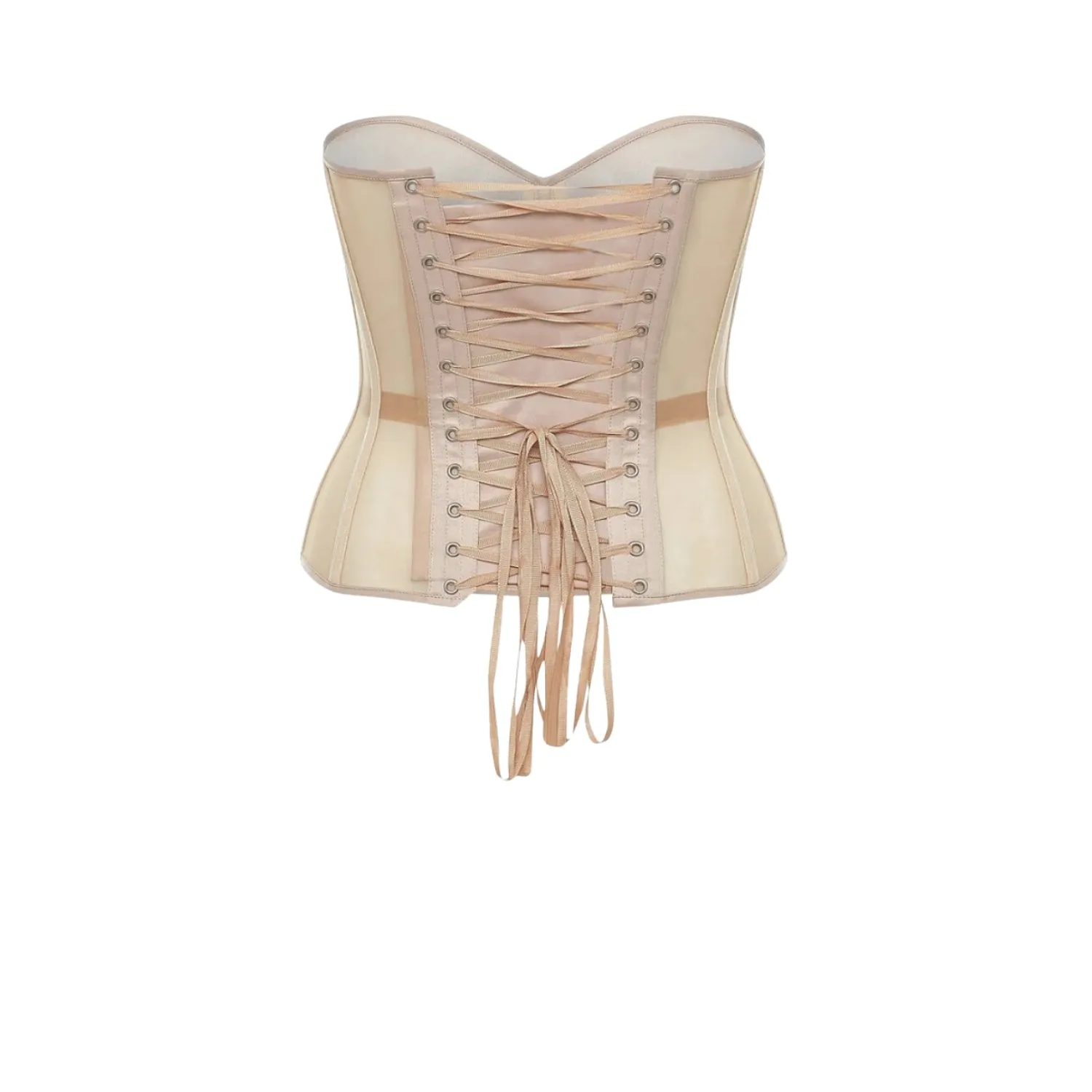 Vivienne Satin Cups Nude Mesh Corset