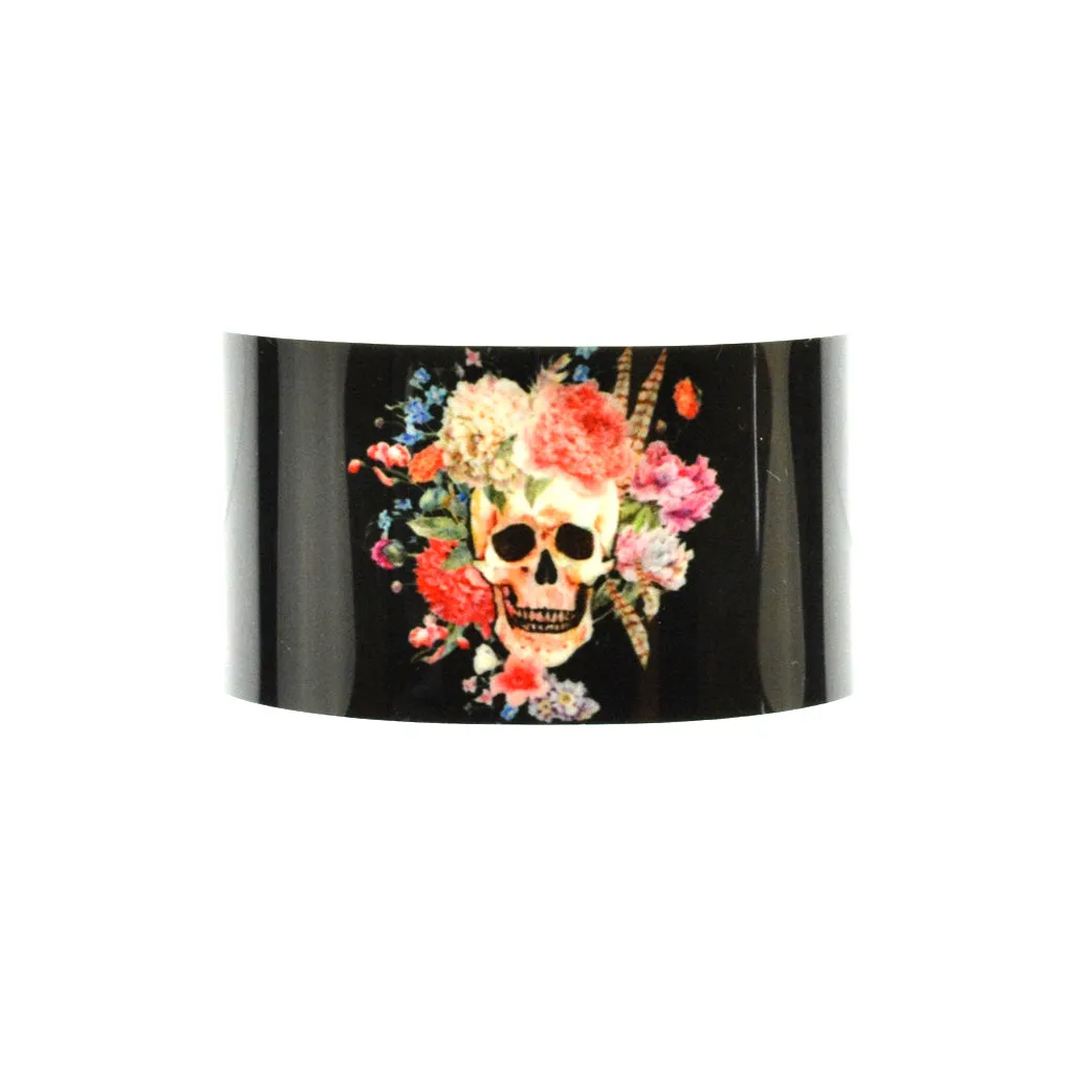 Walter Knabe Cuff Bracelet Skull Floral Black